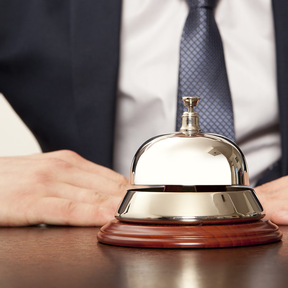 Hospitality industry. Service bell at the hotel